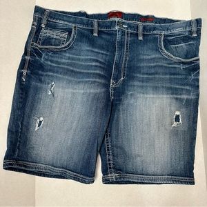 Foundry Mens Big And Tall Size 54 Distressed Medium Wash Jean Shorts Dad Jorts